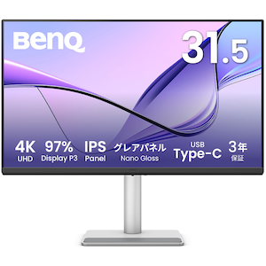 BenQ�b�x���L���[�b�N���G�C�^�[�t���f�B�X�v���C(31.5�^/IPS/4K UHD 3840�~2160/60Hz/5ms/HDR/HDMI2.0/USB Type-C/3�N�ۏ�)(�V���o�[)�bMA320UP