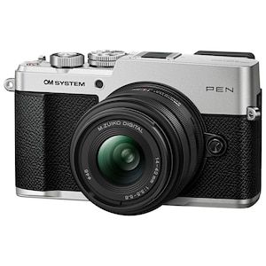 OM SYSTEM�b�~���[���X���J�����uOM SYSTEM PEN�v14-42mm F3.5-5.6 III �����Y�L�b�g�i�V���o�[�j�bPEN�ݽ޷��SLV