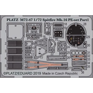 1/72 スピットファイア Mk.XVI用 エッチングパーツ・パート1(シートベルト・計器盤など)【M72-47】