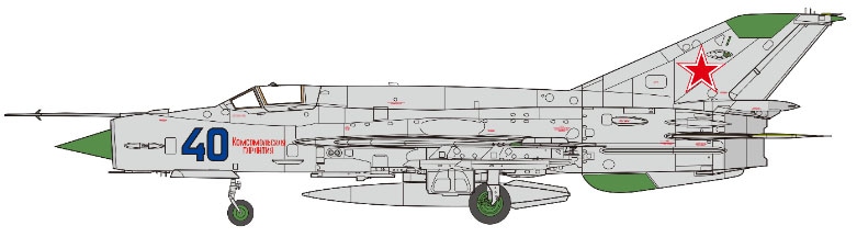再生産】1/48 MiG-21 bis フィッシュベッド L ブルー 40【AE-39