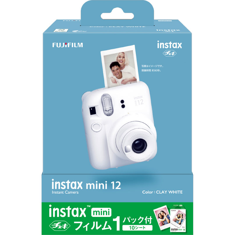 instax mini12 チェキ（クレイホワイト） + インスタントカラー