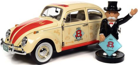 ミニカー　1/18 1963 VW ビートル イエロー ”Free Parking” Mr. モノポリー フィギュア付 [AWSS141] 1/18 1963 VW ビートル イエロー ”Free Parking” Mr. モノポリー