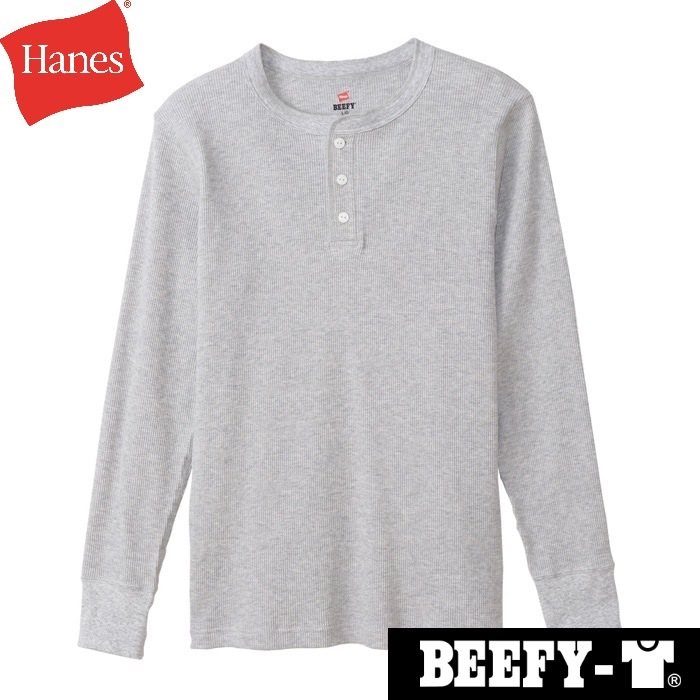 メンズ BEEFY サーマルヘンリーネックロングスリーブ（ヘザー