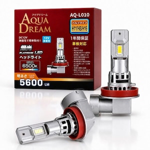 AQUA DREAM�b���� PLATINUM LED �w�b�h���C�g�o���u H11/H8/H16 12V�ԗp ����d�́F24W �F���x�F6500K �ɐ��t���[ �Ԍ��Ή��i�z���C�g�E2����j�bAQ-L010
