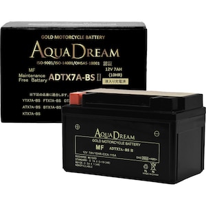 AQUA DREAM�b�o�C�N�p�o�b�e���[�@GOLD Motorcycle Battery�y�����i�Ƃ̓����w���s�z<br> (��Ȍ݊��o�b�e���[�FYTX7A-BS/FTX7A-BS) �t���[�d�ς݁bADTX7A-BSII