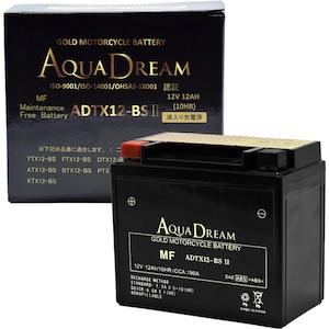 AQUA DREAM�b�o�C�N�p�o�b�e���[�@GOLD Motorcycle Battery�y�����i�Ƃ̓����w���s�z<br> (��Ȍ݊��o�b�e���[�FYTX12-BS/FTX12-BS) �t���[�d�ς݁bADTX12-BSII