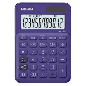 カシオ｜電卓　12桁 （パープル）｜MW-C20C-PL