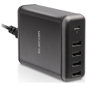 �G���R���bUSB Type-C �[�d�� PD�Ή� ���v�o��60W �^�C�vC �~1 �^�C�vA �~4 AC�A�_�v�^�[�i�u���b�N�j�bMPA-ACD02BK