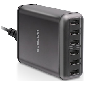 エレコム｜USB 6ポート AC充電器 1.5m（ブラック）｜MPA-ACD03BK