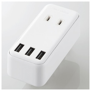 エレコム｜モバイルUSBタップ AC×2口+USB×3ポート 最大2.4A 直差し（ホワイト）｜MOT-U08-23WH