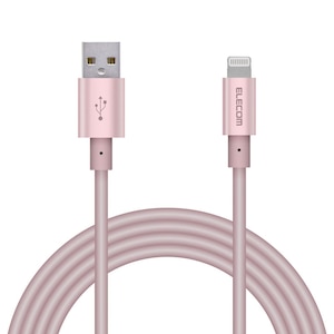 エレコム｜充電 Lightningケーブル 2m MFi認証 断線しにくい 耐久仕様 アルミコネクタ（ピンク）｜MPA-UALPS20PN