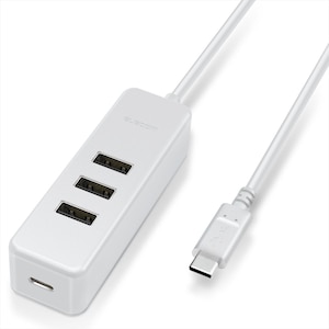 エレコム｜USB Type C ハブ USB2.0 USB-Aメス3ポート PD対応Type-C1ポート ケーブル30cm（ホワイト）｜U2HC-T431PWH