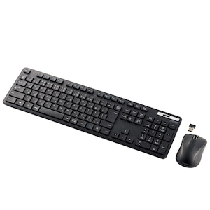 エレコム｜無線キーボード 薄型 メンブレン式 抗菌 フルサイズ マウス付（ブラック）｜TK-FDM110MKBK