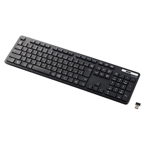 エレコム｜無線キーボード 薄型 メンブレン式 抗菌 フルサイズ（ブラック）｜TK-FDM110TKBK