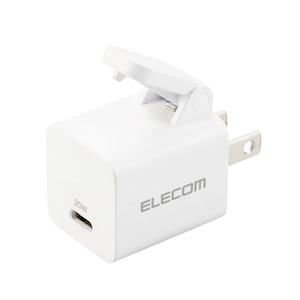 エレコム｜USB Type-C 充電器 PD対応 20W Type-C×1 片手で楽に抜けるレバー付 小型 軽量 ACアダプター（ホワイト）｜MPA-ACCP31WH