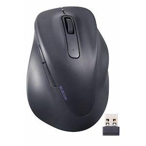 エレコム｜ワイヤレスマウス 2.4GHz 静音 5ボタン 右手専用 Mサイズ（ブラック）｜M-XGM30DBSKBK