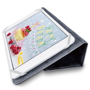 エレコム｜7～8.4インチ対応 タブレット汎用ケース ソフトレザー 手帳タイプ(ブラック)｜TB-08SPG2LBK