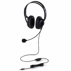 エレコム｜有線ヘッドセット 4極 3.5mm接続 オーバーヘッド 両耳（ブラック）｜HS-HP02STBK