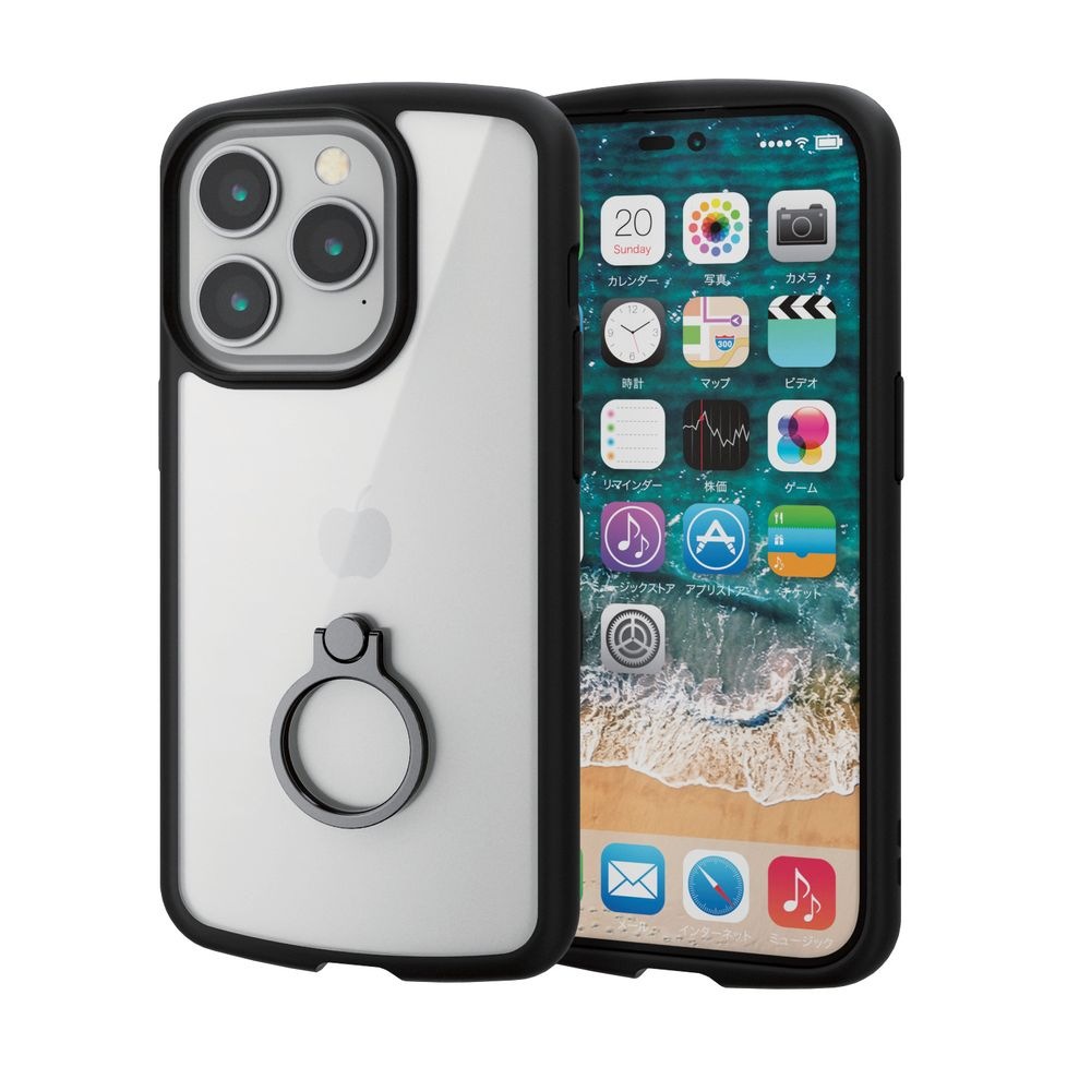 iPhone 14 Pro 用 ハイブリッドケース 薄型 ストラップホール付