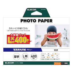 エレコム｜写真用紙 光沢 厚手 L判 400枚｜EJK-VLL400