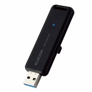 エレコム｜ELECOM｜SSD 外付け 250GB USB3.2 Gen2 読出最大1000MB/秒 スライド式 ノック式 高速 耐衝撃 【 Windows 11 Mac OS PS5 PS4 テレビ レコーダー 他対応】 ポータブルssd 超小型 軽量 ブラック｜ESD-EMB0250GBK