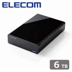 エレコム｜ELECOM｜HDD 外付けハードディスク 6TB ファンレス静音設計 【 テレビ録画 4K Windows mac パソコン PS5 PS4 等対応 】 ラバーフット付（ブラック）｜ELD-HTV060UBK