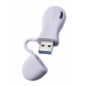 エレコム｜ELECOM｜USBメモリ 32GB USB3.2(Gen1)/3.1(Gen1)/3.0/2.0 USB A 一体型 キャップ式 ストラップホール付 シリコン素材 耐衝撃 【 Windows 11 Mac PC 他対応 】 子ども 抜き差ししやすい プログラミング（パープル）｜MF-JRU3032GPU