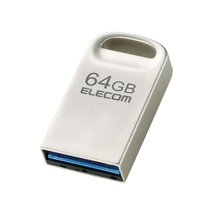 エレコム｜ELECOM｜USBメモリ 64GB USB3.2(Gen1)/3.1(Gen1)/3.0/2.0 USB A 超小型 読込最大200MB/s 【 Windows 11 Mac 他対応 】（シルバー）｜MF-SU3A064GSV