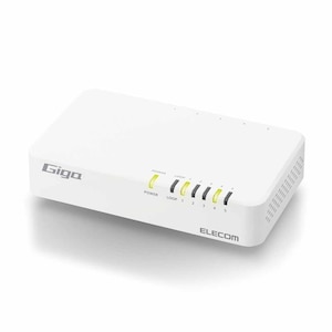エレコム｜ELECOM｜スイッチングハブ LAN ハブ 5ポート Giga対応 1000/100/10Mbps プラスチック筐体 マグネット付 電源内蔵 ファンレス 静音 省エネ機能 壁掛け設置対応 ホワイト｜EHC-G05PN4-JW