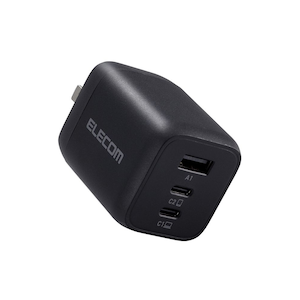 エレコム｜AC充電器 PD PPS対応 合計出力65W Type C×2 USB A×1 折りたたみプラグ 小型 軽量（ブラック）｜MPA-ACCP4465BK