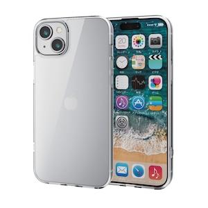 �G���R���biPhone15 Plus�i6.7inch/2��j�p �P�[�X �n�C�u���b�h �J�o�[ �Ռ��z�� �J���������Y�ی�݌v �X�g���b�v�z�[���t �d�x5H�i�N���A�j�bPM-A23BHVCKCR