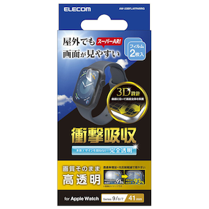 �G���R���b�A�b�v���E�H�b�` �Ռ��z�� �ی�t�B���� 2���� Apple Watch Series 9 / 8 / 7 [ 41mm ] �t���J�o�[ �������� �����ˌy�� �w��h�~ �C�A�h�~�bAW-23BFLAFPARRG