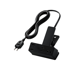 エレコム｜電源タップ 延長コード USB付き タップ 2.5m (コンセント×3/USB A×2 )クリップ式 雷ガード ほこり防止シャッター USBポートキャップ付（ブラック）｜T-U05-3225BK