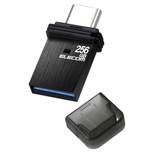 エレコム｜ELECOM｜USBメモリ 256GB USB3.2(Gen1) Type-C/USB-A 両対応 キャップ式 セキュリティ機能対応｜MF-CAU32256GBK