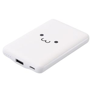 エレコム｜モバイルバッテリー 5000mAh 軽量 小型 最大15W 入出力( USB Type-C ×1) 出力( USB-A ×1) C-Aケーブル付属（しろちゃん(ホワイト×ブラック)）｜DE-C45-5000WF