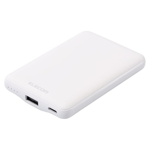 エレコム｜モバイルバッテリー 5000mAh 軽量 小型 最大15W 入出力(USB Type-C×1) 出力(USB-A×1) C-Aケーブル付属（ホワイト）｜DE-C45-5000WH
