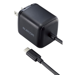 エレコム｜USB Power Delivery 65W AC充電器(Cケーブル一体型/2ｍ)（ブラック）｜ACDC-PD8665BK