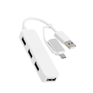 �G���R���bUSB �n�u USB2.0 USB-A�R�l�N�^ Type-C �ϊ��A�_�v�^�[�t USB-A�|�[�g �~4 �o�X�p���[ �X�e�B�b�N�^�C�v  �P�[�u����7cm�i�z���C�g�j�bU2H-CA4003BWH