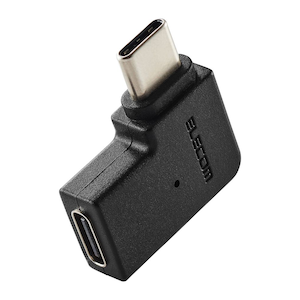 エレコム｜USB-C L字 変換 アダプタ 横向き ＜ USB Type-C ポート - Type-C プラグ ＞ PD 60W 急速充電 10Gbps高速データ転送 【 MacBook Air Nintendo Switch スマホ タブレット PC 等対応 】（ブラック）｜MPA-CFCMLAD01BK