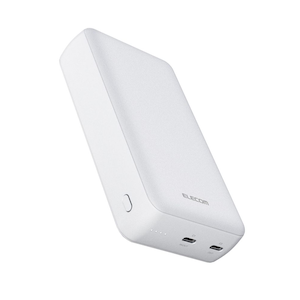 エレコム｜モバイルバッテリー 20000mAh 入出力(Type-C×1) 出力(Type-C×1) ケーブル付属（ホワイト）｜DE-C52-20000WH
