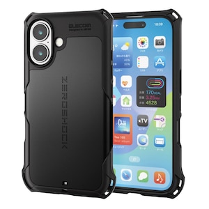 �G���R���biPhone 16�p �n�C�u���b�h�P�[�X �Ռ��z�� �J���������Y�ی�݌v �X�g���b�v�z�[���t �t�B�����t ZEROSHOCK�i�u���b�N�j�bPM-A24AZEROBK