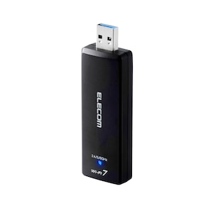 エレコム｜ELECOM｜WiFi 無線LAN 子機 USB 無線LANアダプタ 2880+2880+688Mbps Wi-Fi 7 11be/ax/ac/n/a/g/b 6GHz/5GHz/2.4GHz USB3.0 高速通信 ビームフォーミング MU-MIMO機能 MLO対応 【 Windows 11 10 PC 対応 】 （ブラック）｜WDC-BE28TU3-B