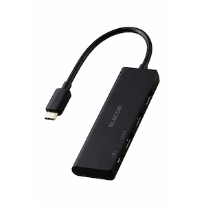 エレコム｜USB Type-C 4ポート USB 5Gbpsハブ(USB PD対応) (Type-C×1/USB-A×3)（ブラック）｜U3HC-H040PBK