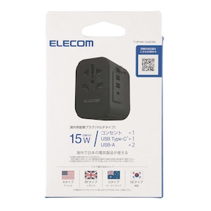 �G���R���b�C�O�p�}���`�ϊ��A�_�v�^�[(AC�~1��/USB A�~�Q�AC�~1�j�@A/BF/O/SE�^�C�v�Ή��bT-HPAM-15A2CBK