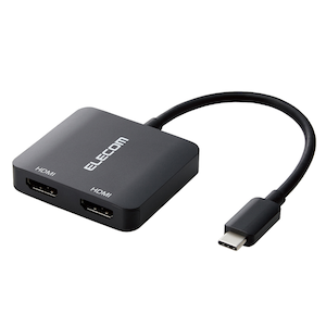 エレコム｜USB Type-C - HDMI 変換 ＜ USB-C プラグ to HDMIポート×2（ブラック）｜AD-CHDMI2BK2
