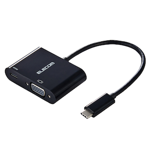 �G���R���bUSB Type-C - VGA �ϊ��A�_�v�^ �� USB-C �v���O to VGA�|�[�g�~1 USB-C�[�d�|�[�g�~1 �i�u���b�N�j�bAD-CVGAPDBK2