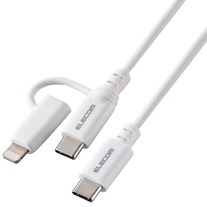 �G���R���b2in1�P�[�u��(USB Type-C - USB Type-C/Lightning�ϊ�/MFi�F��) 1.5m�i�z���C�g�j�bMPA-CCLAD15WH
