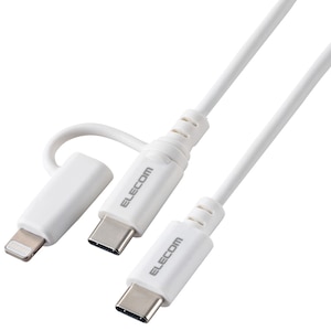 �G���R���b2in1�P�[�u��(USB Type-C - USB Type-C/Lightning�ϊ�/MFi�F��) 2m�i�z���C�g�j�bMPA-CCLAD20WH