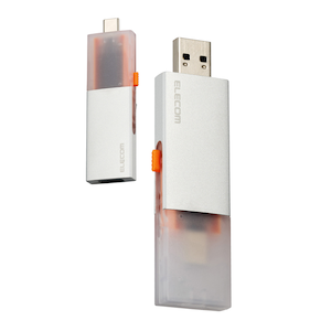 エレコム｜ELECOM｜SSD 外付け 500GB USB3.2Gen2 読込最大1000MB/秒 USBメモリ型 ポータブルSSD スライド式 高速 耐衝撃 USB Type-C / USB-A 両対応 【 PS5 PS4 テレビ録画 iPhone Android スマホ Win Mac PC 等対応 】（シルバー）｜ESD-EWC0500GSV