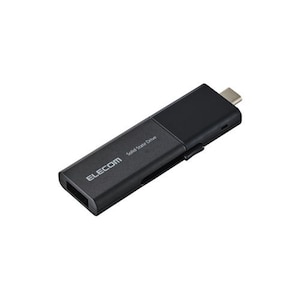 エレコム｜ELECOM｜SSD 外付け 250GB USB3.2Gen1 読込最大420MB/秒 USBメモリ型 ポータブルSSD スライド式 高速 USB Type-C / USB-A 両対応 【 PS5 PS4 テレビ録画 iPhone Android スマホ Windows Mac PC 等対応 】（ブラック）｜ESD-EWB0250GBKR
